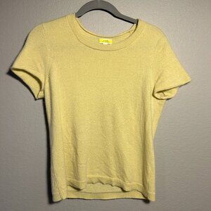 J. Crew Yellow 100% Cashmere Relaxed Short Sleeve Medium T-Shirt